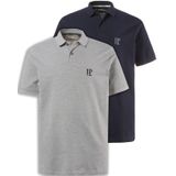 JP 1880 Grote maten heren poloshirt Piquee 1/2 DP, donkermarine, L