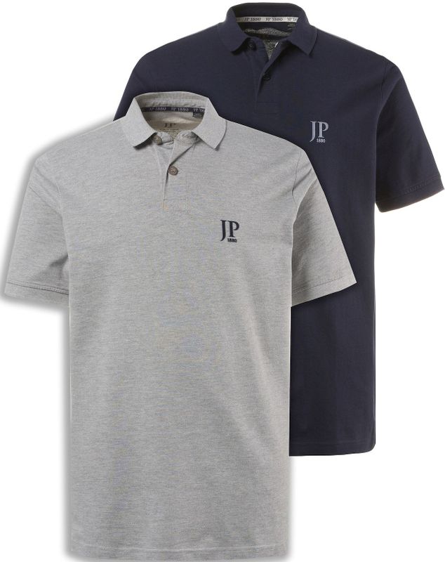 JP 1880 Grote maten heren poloshirt Piquee 1/2 DP, donkermarine, L