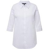 Ulla Popken - Blouse - Wit - Klassieke Blouse - Wijde Pasvorm - Driekwart Mouw