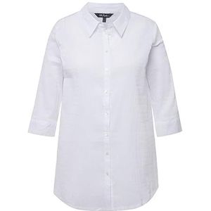 Ulla Popken - Blouse - Wit - Klassieke Blouse - Wijde Pasvorm - Driekwart Mouw