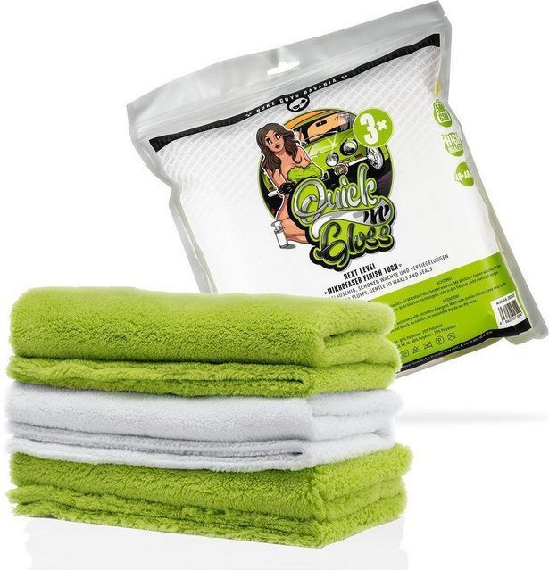 Quick'n'Gloss - Microvezeldoeken - Groen/Wit - 3 Stuks - 40 x 40 cm