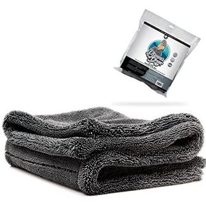 Nuke Guys Gamma Dryer Microvezeldoek, droogdoek, 1400 g/m², pluisvrij, afgeronde zachte vezels, krasvrij, extra groot, voor het wassen van auto, motorfiets, fiets, grijs, 40 x 60 cm