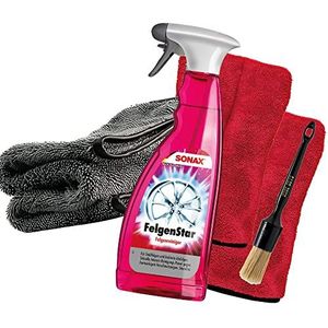 Velgenreinigingsbundel: Sonax FelgenStar velgenreiniger 750 ml + Nuke Guys velgenborstel + 2 x Nuke Guys precisiehandschoen voor detailing werkzaamheden + detailmate droogdoek 1000GSM