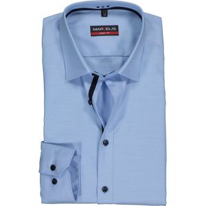 MARVELIS body fit overhemd - lichtblauw twill (contrast) - Strijkvriendelijk - Boordmaat: 39