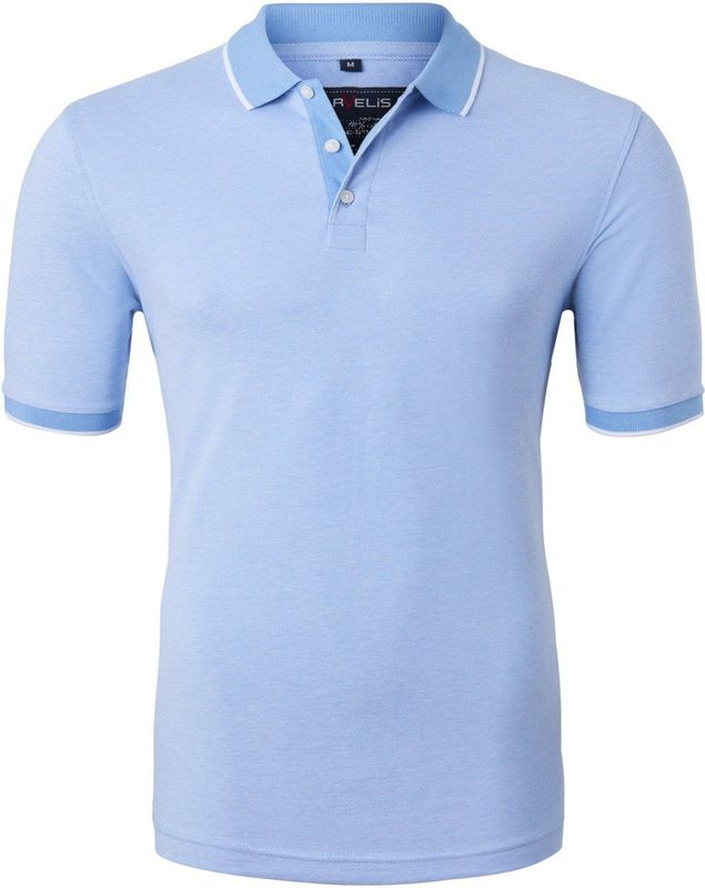 MARVELIS modern fit poloshirt - lichtblauw melange