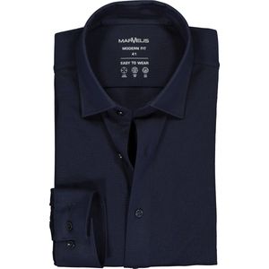 MARVELIS - Jersey Modern Fit - Overhemd - Donkerblauw - Strijkvriendelijk