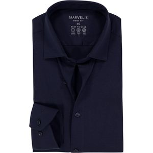 MARVELIS - Body Fit - Overhemd - Donkerblauw - Strijkvriendelijk