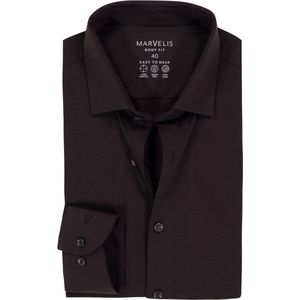MARVELIS body fit overhemd, tricot, zwart