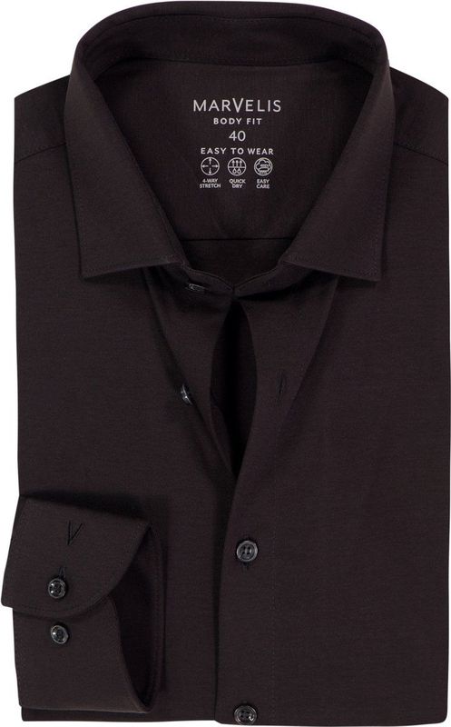 MARVELIS body fit overhemd, tricot, zwart
