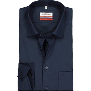 MARVELIS - Modern Fit - Overhemd - Donkerblauw - Strijkvrij - Boordmaat: 46