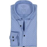 MARVELIS jersey body fit overhemd, lichtblauw met donkerblauw gestipt tricot