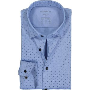 MARVELIS jersey body fit overhemd, lichtblauw met donkerblauw gestipt tricot
