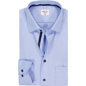 MARVELIS - Blauw Effen Overhemd - 100% Katoen - Kent Kraag - Lange Mouwen