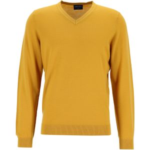 MARVELIS - Gebreide Trui - Okergeel - Modern Fit - V-hals