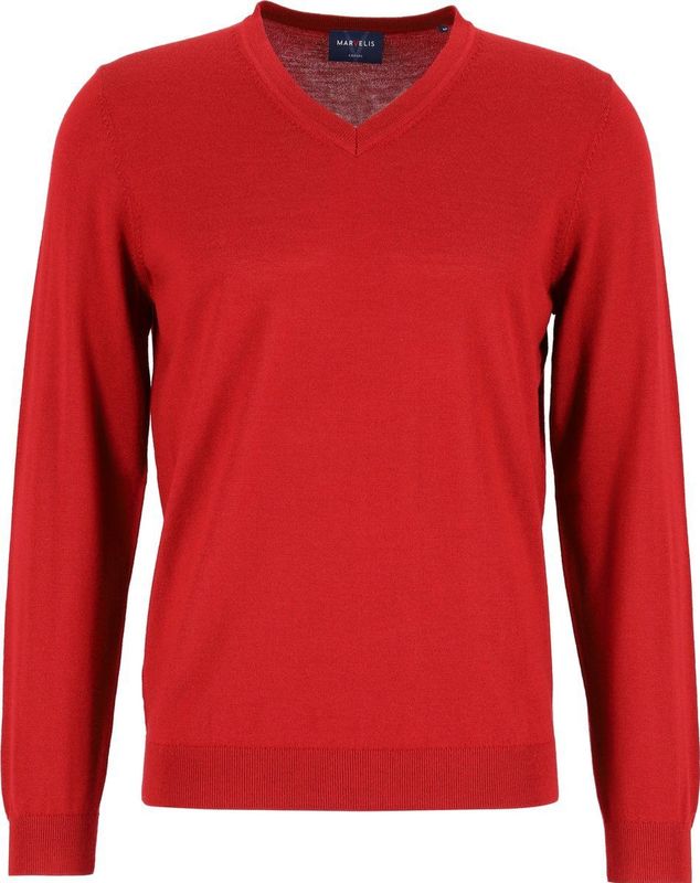 MARVELIS - Modern Fit - Trui - Donkerrood - 100% Wol