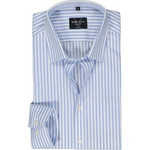MARVELIS - Body Fit - Overhemd - Lichtblauw Gestreept - Strijkvriendelijk