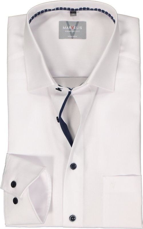 MARVELIS - Comfort Fit - Overhemd - Wit - Popeline