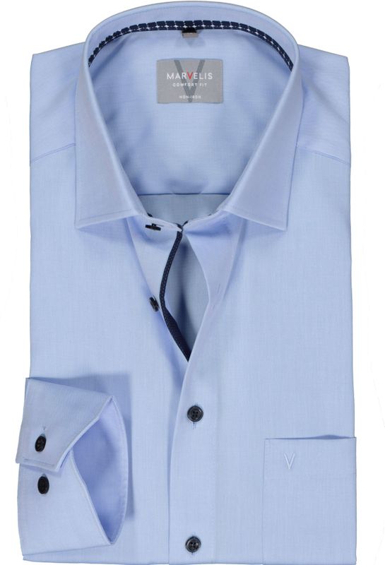 MARVELIS - Comfort Fit - Overhemd - Lichtblauw - Popeline