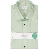 MARVELIS - Modern Fit - Overhemd - Lichtgroen met Wit Geruit - Korte Mouw - Popeline