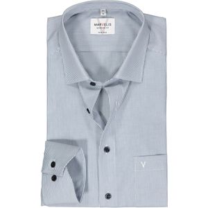 MARVELIS modern fit overhemd, popeline, donkerblauw gestreept