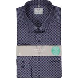 MARVELIS - Overhemd - Donkerblauw met Rood, Wit en Lichtblauw Dessin - Poplin