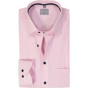 MARVELIS - Overhemd - Roze met Wit - Poplin - Lange Mouwen