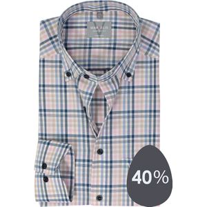 MARVELIS comfort fit overhemd, popeline, roze geruit