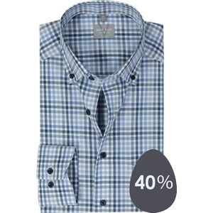 MARVELIS comfort fit overhemd, popeline, lichtblauw geruit