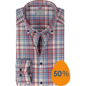 MARVELIS - Comfort Fit - Overhemd - Rood Geruit - Popeline