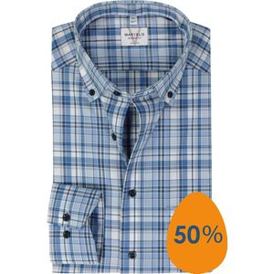 MARVELIS modern fit overhemd, popeline, lichtblauw geruit