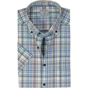 MARVELIS - Comfort Fit - Overhemd - Groen Geruit - Korte Mouw - Popeline