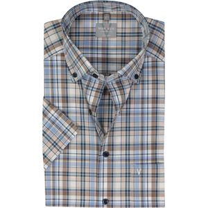 MARVELIS - Overhemd - Lichtbruin Geruit - Korte Mouwen - Poplin