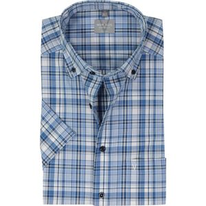 MARVELIS comfort fit overhemd, korte mouw, popeline, lichtblauw geruit