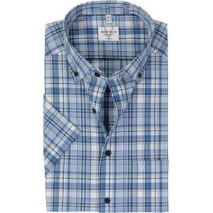 MARVELIS modern fit overhemd, korte mouw, popeline, lichtblauw geruit
