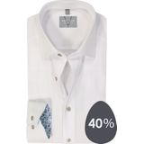 MARVELIS - Comfort Fit Overhemd - Popeline - Wit - Strijkvrij