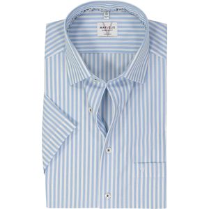 MARVELIS - Lichtblauw Gestreept - Modern Fit Overhemd - Korte Mouw - Strijkvrij