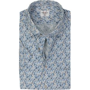 MARVELIS - Modern Fit - Overhemd - Lichtblauw Dessin - Korte Mouw - Strijkvrij