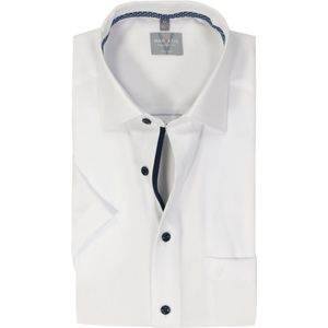 MARVELIS - Comfort Fit Overhemd - Korte Mouw - Structuur - Wit - 100% Katoen