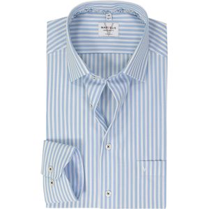 MARVELIS - Modern Fit - Overhemd - Lichtblauw Gestreept - Strijkvrij