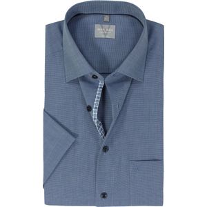 MARVELIS - Comfort Fit Overhemd - Korte Mouw - Nachtblauw - Popeline - Strijkvrij