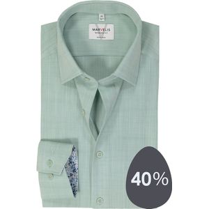 MARVELIS - Modern Fit Overhemd - Popeline - Lichtgroen - Strijkvrij
