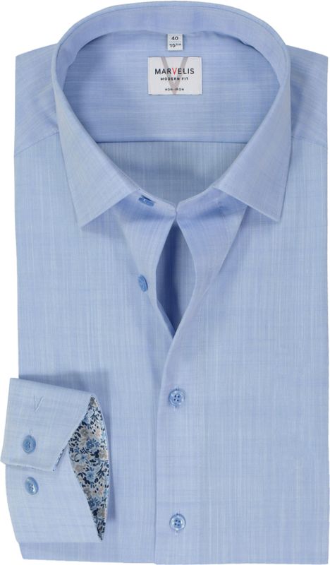 MARVELIS - Modern Fit - Overhemd - Lichtblauw - Popeline