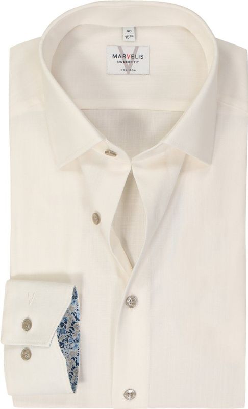 MARVELIS - Modern Fit - Overhemd - Off-white - Popeline
