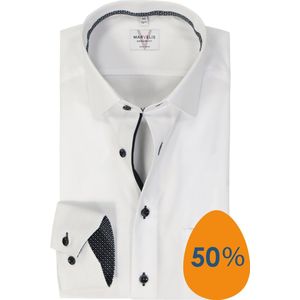 MARVELIS - Modern Fit - Overhemd - Wit - Strijkvrij - Mouwlengte 7
