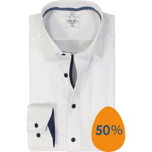 MARVELIS - Heren Overhemd - Wit - Structuurweving - Extra Lange Mouwen