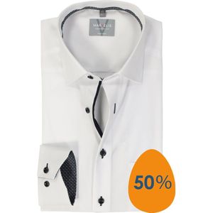 MARVELIS - Heren Overhemd - Wit - Poplin - Lange Mouwen