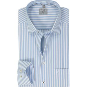MARVELIS - Comfort Fit - Overhemd - Lichtblauw Gestreept - Popeline
