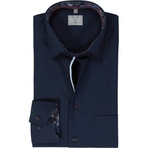 MARVELIS - Donkerblauw - Comfort Fit Overhemd - Popeline
