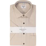 MARVELIS modern fit overhemd, korte mouw, structuur, beige