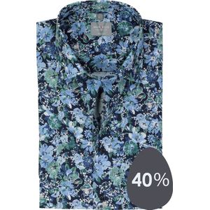 MARVELIS comfort fit overhemd, korte mouw, popeline, groen dessin
